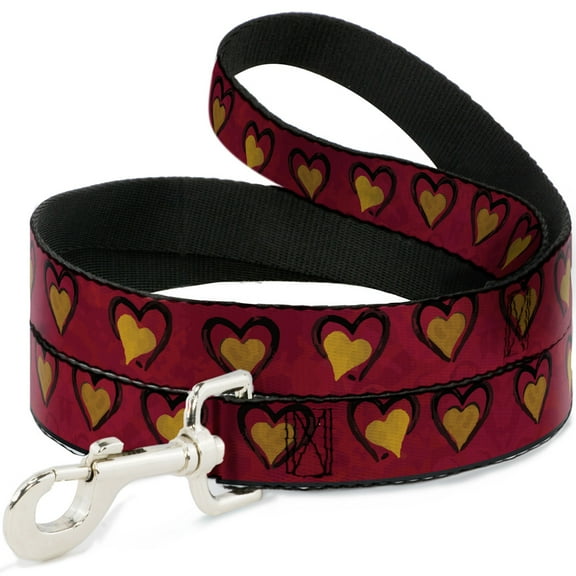 Disney Pet Leash, Dog Leash, Alice In Wonderland Queens Hearts Reds Black Gold, 4 Feet Long 1.0 Inch Wide