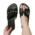 thumbnail image 2 of Mepaouo Women's Flat Sandals Fashion Slides Leather Summer Slippers Non Slip Casual Walking Shoes, 2 of 4