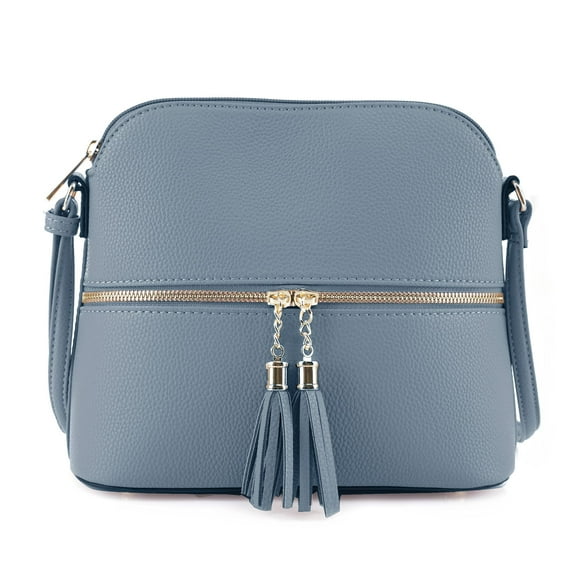 SG SUGU Bolso bandolera Lunar ligero de cúpula mediana con borla | Bolsillo con cremallera | Correa ajustable