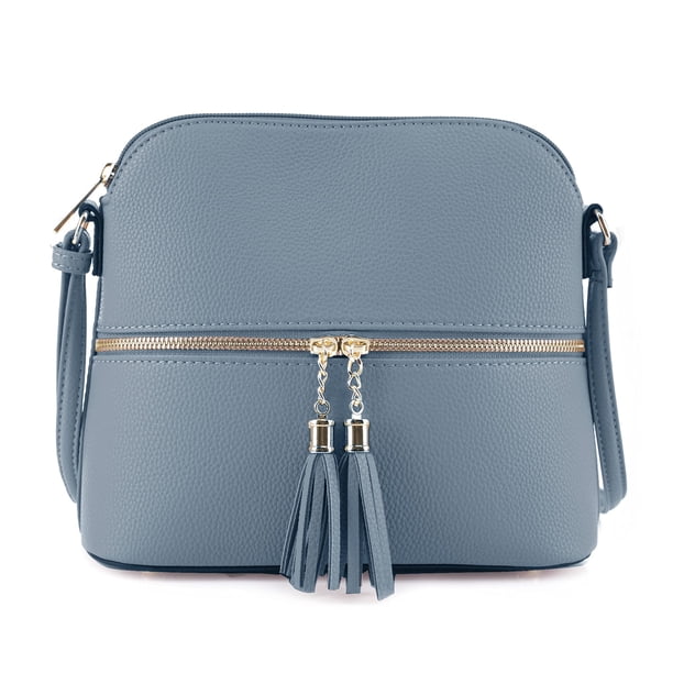 SG SUGU Bolso bandolera Lunar ligero de cúpula mediana con borla | Bolsillo con cremallera | Correa ajustable