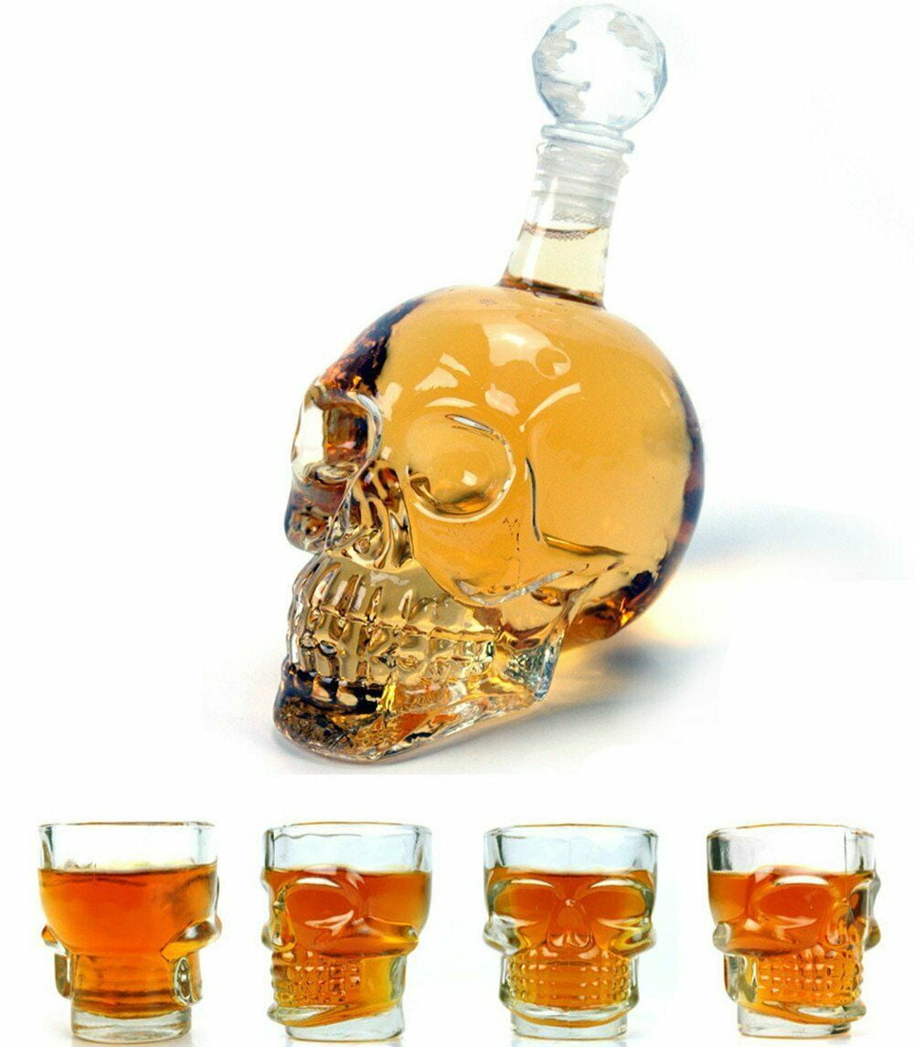 Skull Glass Whisky Wine Crystal Bottle Creative Decanter Transparent Home Bar 