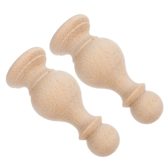 Supvox 2Pcs Unfinished Wood Finials For Diy Projects Elegant Minimalist Home Decoration