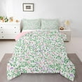 thumbnail image 3 of Manfei Romantic Rustic Flower Full Size Comforter Sets,Natural Plant Bedding Comforter Set,Green Pink White Bedding Sets For Girls Boys,Super Cozy Room Decor Reversible,3 Pieces, 3 of 9
