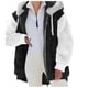 thumbnail image 2 of Gibobby Abrigos de mujer, Abrigo Acolchado de Lana de Cordero en Contraste para Mujer, Chaqueta Holgada de Manga Larga a Prueba de Viento con Capucha(Negro,M), 2 of 5