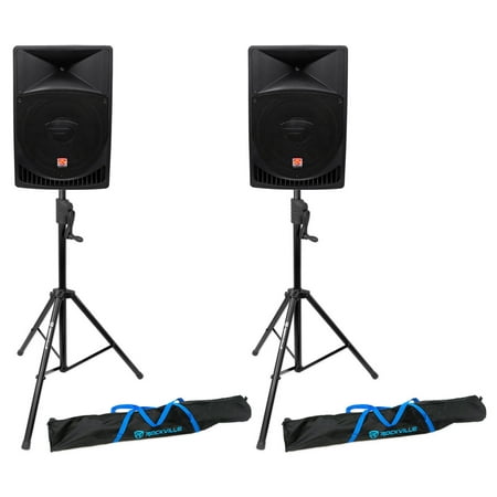 (2) Rockville RPG15 15  Powered 1000 Watt DJ PA Speakers+Crank-Up Speaker Stands price history on PriceWatchPro