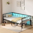 thumbnail image 3 of Pinmoco Metal Daybed Frame Twin Size with LED Lights, Platform Sofa Bed for Living Room, Bedroom and Guest Room, Black, 3 of 11