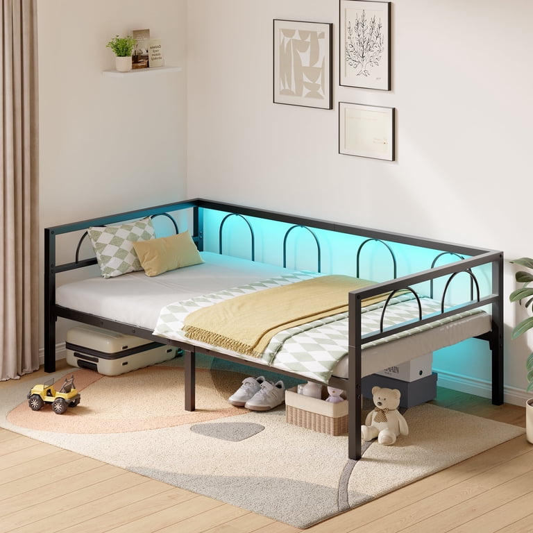 Pinmoco Metal Daybed Twin with Adjustable LED Lights photo 2