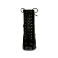 thumbnail image 6 of BLISSFUL STEP Women's Boots Lace Up Block Heels Ankle Combat Boots Black 9, 6 of 8