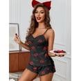 thumbnail image 4 of Ekouaer Womens Ribbed Knit Pajama Set Cami Camisole Tank Top and Shorts Lingerie Sleepwear, 4 of 6