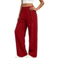 thumbnail image 7 of BXJX Womens Straight-leg Sweatpants, Casual Elastic Waist Sports Drawstring Decor Pants with Pockets Red Size M, 7 of 7