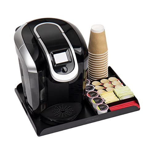 Mind Reader Coffee Station Serving Tray, 7 Pod Capacity, Countertop Organizer, Storage, 17.5" L x 13.25" W x 1.25" H, Black