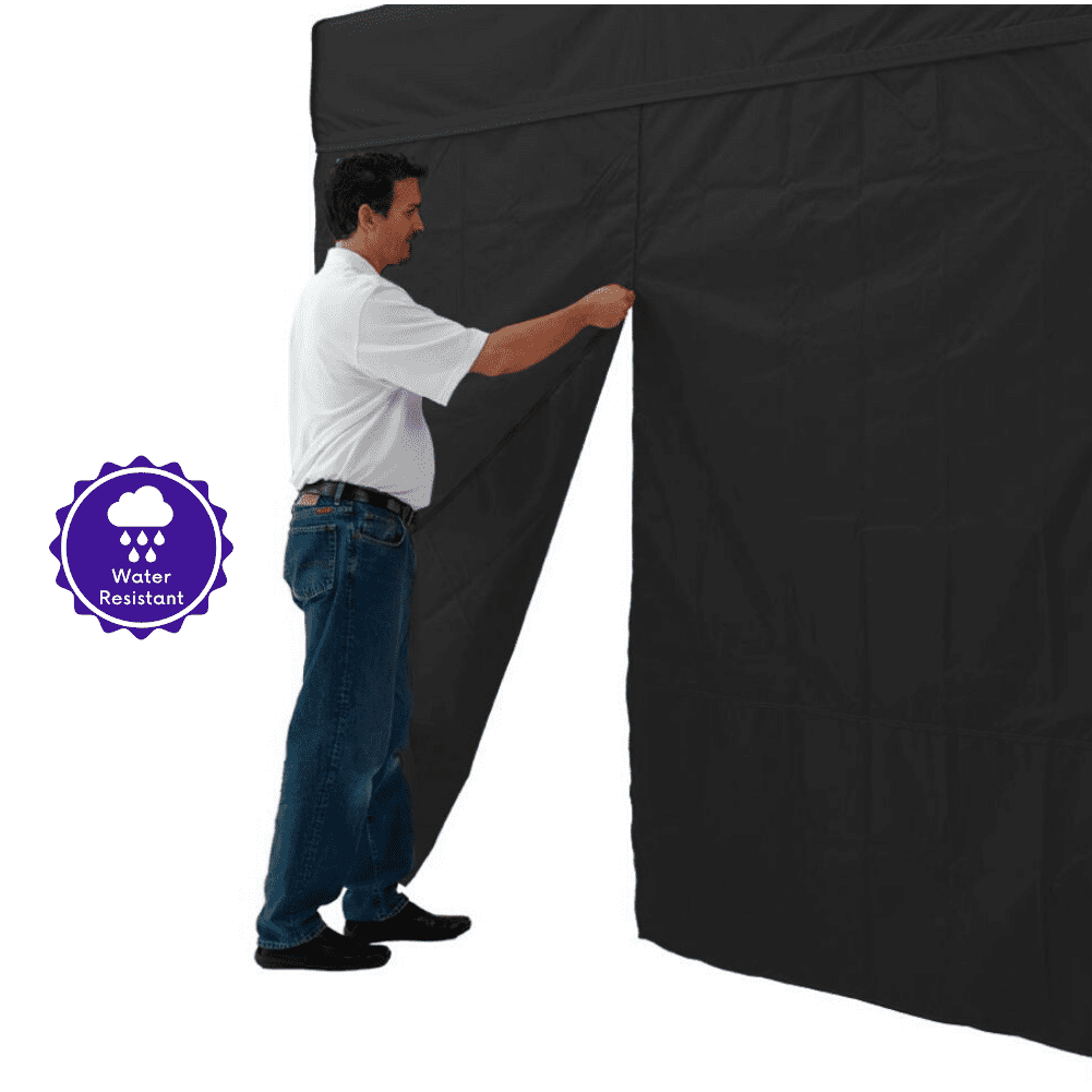 Impact Canopy 10 Foot Canopy Tent Wall Set ONLY, 1 Solid Sidewall and 1 Middle Zipper Sidewall, Black