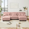 thumbnail image 2 of AOOWOW 133.8" Deep Seat Modular Sofa Set, Chenille Fabric Large Sectional Couches for Living Room, 3 Seater Modern Cloud Couch Set with 2 Ottomans for Apartment or Bedroom, U Shaped, Pink, 2 of 7