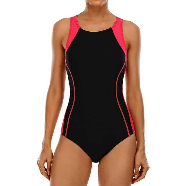 Charmo Women's Sports One Piece Swimsuit Racerback Boyleg Swimwear