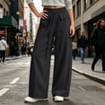 thumbnail image 2 of ZHYou No Boundarie Womens Baggy Pants Casual Stretch Waist Drawstring Quick Dry Wide Leg Lounge Trousers,Dark Gray,Size M, 2 of 7