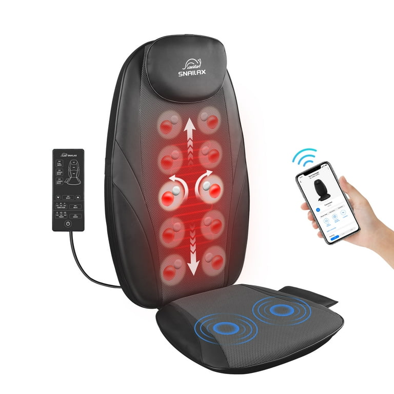 Snailax Chair Massage Pad App Control, Back Massager with Soothing Heat, Electric Deep Kneading Full Body Massage Chair, Gifts, Size: 15L x 13.78W x
