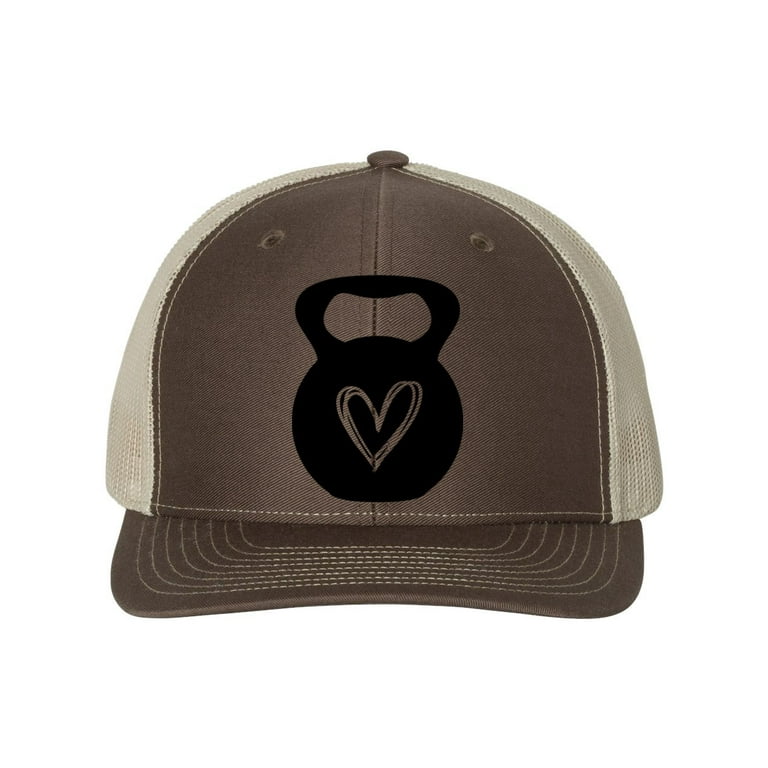 Dumbbell Heart Crossfit Hat Workout Hat Trucker Hat Baseball Cap Crossfit Apparel Adjustable Brown Khaki