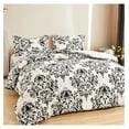 thumbnail image 2 of Down Comforter Set, Extra Warm & Ultra Soft Microfiber, 3 Pieces Bedding Set with 1 Comforter and 2 Pillow Shams (Full/Queen, Black & White Damask), 2 of 6