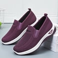 thumbnail image 4 of Floleo Women's Slip-On Hollow Knit Mesh Walking Shoes, Round Toe Cushioned Curved Midsole Footwear, Six Solid Tone Non-Slip Breathable Daily Casual Loafers(Purple,9.5), 4 of 9