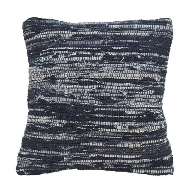 Saro Lifestyle 917.NB18SP Denim Chindi Poly Filled Throw Pillow, Navy Blue