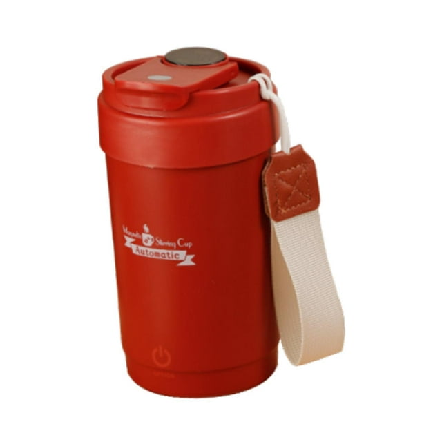 Taza mezcladora automática portátil de acero inoxidable de 300 ml para chocolate, té y mezcla eléctrica rojo