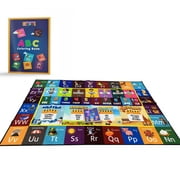 MOMOTOYS Kids Learning Rugs Collection, ABC Alphabet, Numbers, Animals and Shapes Educational Learning & Game Area Playroom Rug Carpet for Kids and Children Bedrooms   Amazing Coloring Book as a Gift!