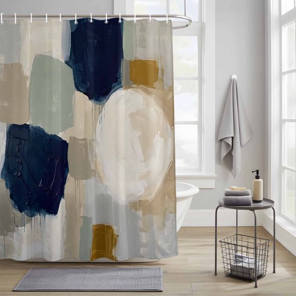 Shower Curtain,Abstract Color Block Gradient Waterproof Fabric Bath Curtains with Hooks Minimalist Style Washable Bathroom Shower Curtains for Home Hotel Decor,36x72 Inch