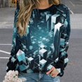 thumbnail image 2 of Sweatshirt For Womens Crewneck Geometric Lattice Hoodies Teen Girls Cute, 2 of 7