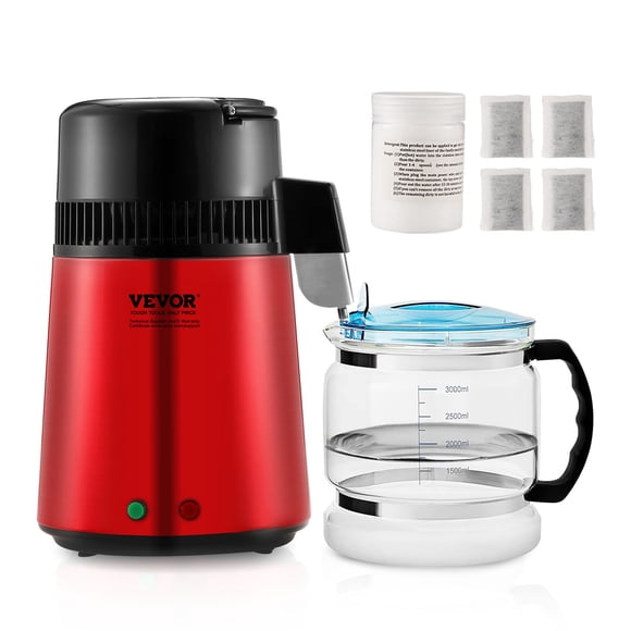 VEVOR 4L 1.05 Gallon Pure Water Purifier Filter For Home Countertop, 750W Distilled Water Maker, Stainless Steel Interior Distiller Water Making Machine