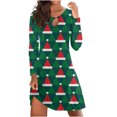 thumbnail image 2 of Qiopertar Robe à Manches Longues pour Femmes avec Col Rond, Robe Courte Ajourée Imprimée en Solde à Moins de 5$ en Solde, 2 of 5