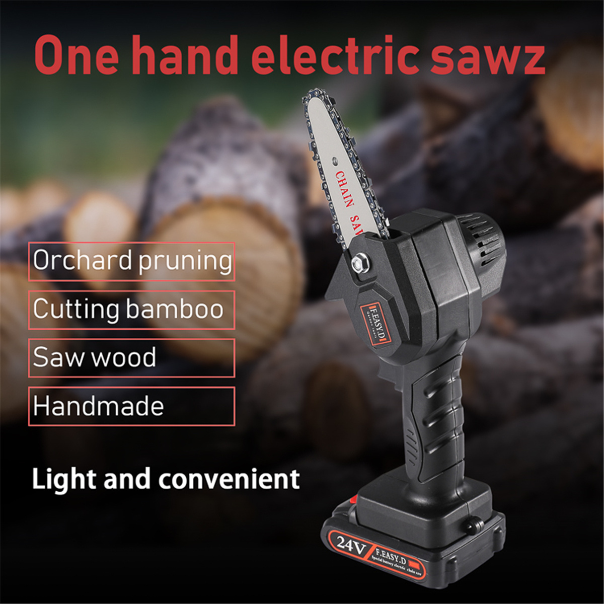 Portable Mini Chainsaw, 4 Inch Cordless Electric Protable Chainsaw with Brushless Motor, 24V Electric Hand Chainsaw, One-Hand Lightweight Chainsaw, Great for Tree Branch Wood Cutting - image 6 of 7