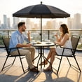 thumbnail image 4 of Juego de Jardín con Sombrilla Grande y Mesa Redonda de Vidrio Set de Terraza Exterior 4 Sillas Plegables Comedor para Patio y Balcón Negro Moderno, 4 of 8