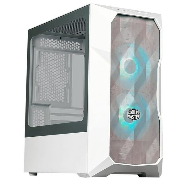 CoolerMaster MasterBox TD300 Mesh ARGB High Airflow ATX Mini-Tower Case with Polygonal Mesh Front Panel, White