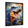 thumbnail image 2 of Designart "Roaring T-Rex Dinosaur in Colorful Display II" Animals Framed Wall Art - Modern Blue Dinosaur Entryway Framed Wall Art, 2 of 6