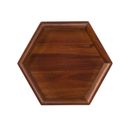 EHJRE Wooden Serving Tray Angled Sides Wood Serving Tray Shallow Rim M Hexagonal