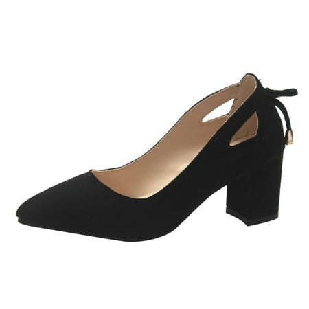 

Fashion Womens Chunky High Heels Breathable Slip On Shoes Casual Sandals PU Black sandals for Women