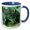 Blue/White, variant on 3drose, a Lovely Nature Scene with a Buck and a Songbird for the Nature Lover, 11oz Two-tone Black Mug
