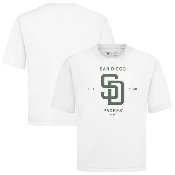 Men's Levelwear White San Diego Padres Crossway Oversized Luxe Signature Knit T-Shirt