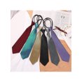 thumbnail image 3 of INSPIRE CHIC Father's Day Men's Pre-Tied Zipper Tie Solid Color Formal Casual Adjustable Wide Tie Brown 35cm/13.8', 3 of 6