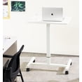 thumbnail image 4 of Mobile Laptop Desk Pneumatic Sit to Stand Table Height Adjustable Rolling Cart with Lockable Wheels for Home Office Computer Workstation 28" x 19" White Round Edge Design Elegant, 4 of 8
