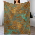 thumbnail image 5 of Brown Teal Rust Colorful Metal Pattern 2 Throw Blanket Soft Cozy Flannel Fleece Warm Microfiber Blankets for Couch Sofa Bed 50"x60", 5 of 8