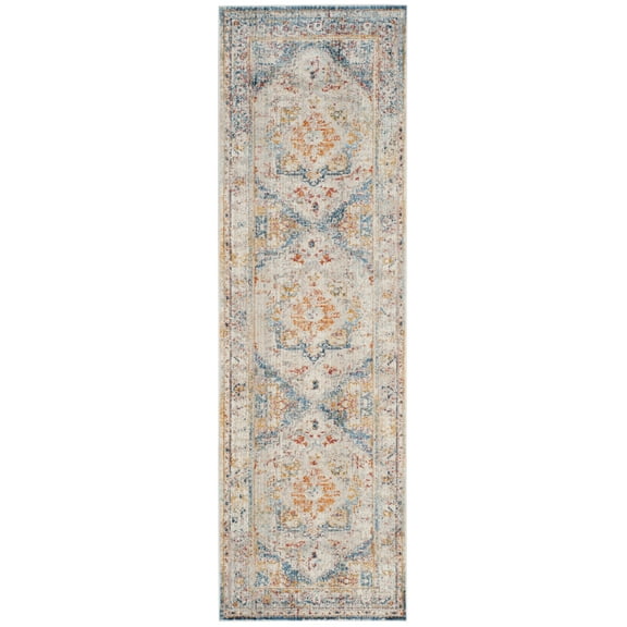 SAFAVIEH Vintage Persian Tarek Medallion Polyester Runner Rug, Blue/Multi, 2' x 5'