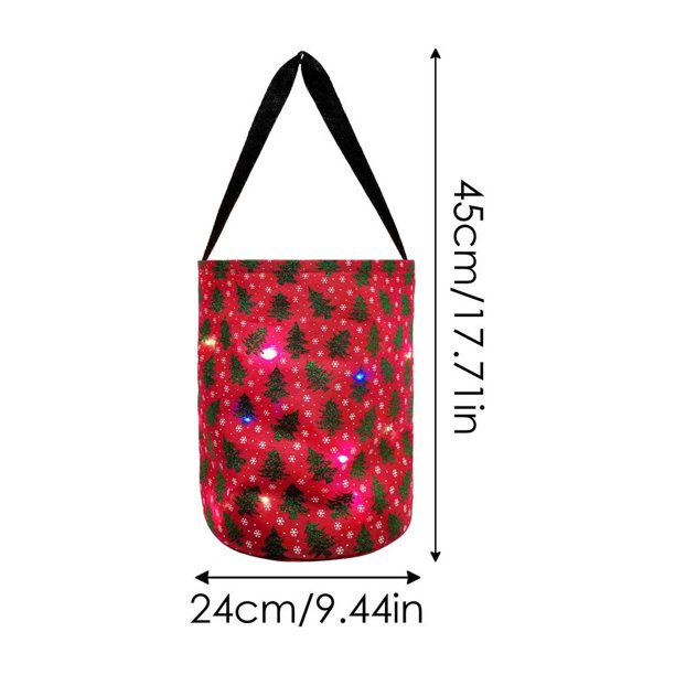 Bolsa de Halloween iluminada Cubo de golosinas reutilizable multiuso Cubo de golosinas reutilizable multiuso de poliéster Dulces navideños brillantes