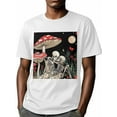 thumbnail image 6 of Couple Skull Kiss Men's T Shirts Mushroom T-Shirt for Men Crew Neck Tees Cotton Tops, White, M, 6 of 7