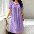 thumbnail image 2 of NominalSnug Womens Nightgown Scalloped Neck Short Sleeve Loose Midi Sleep Dress Loungewear, 2 of 6