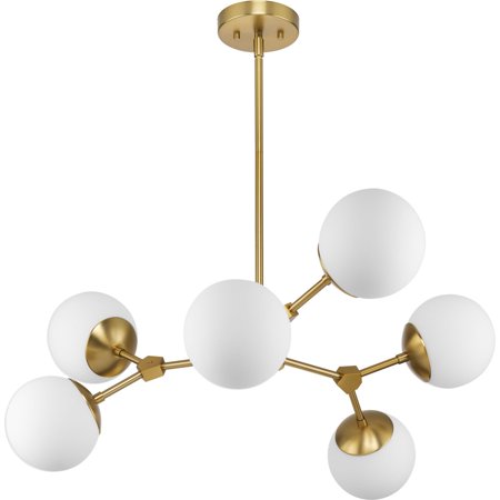 

Haas Collection Six-Light Brushed Bronze Mid-Century Modern Chandelier