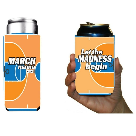 March Mania Standard and Slim Can Cooler Set, College Basketball Themed Can Coolers (12 in total)