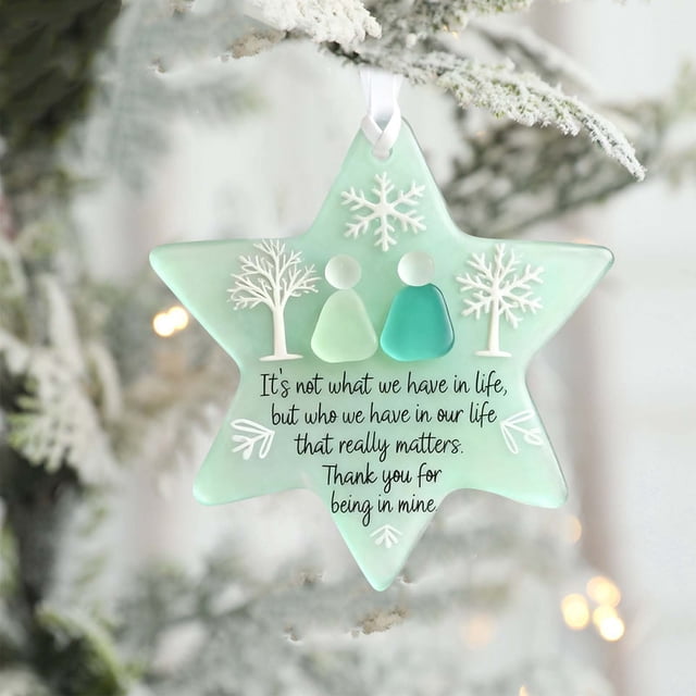 mfyjkho Adorno de copo de nieve de acrílico hecho a mano, estilo amistad, estilo vidrio marino, recuerdo para árbol de Navidad, 8 cm, 1 pieza