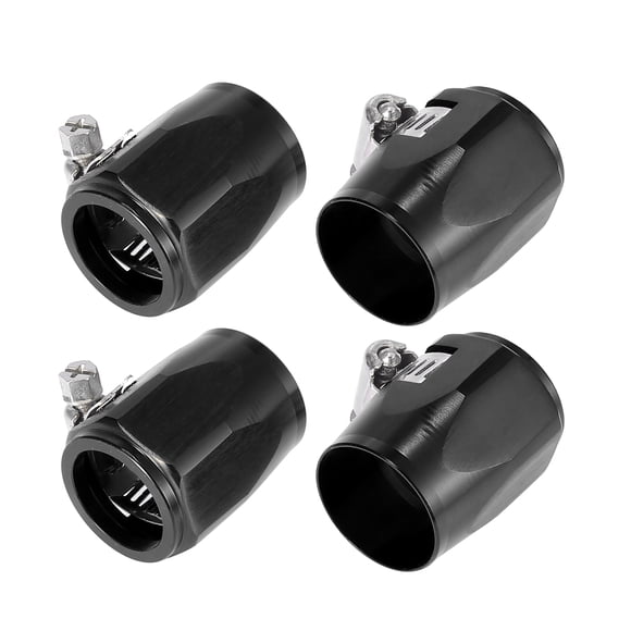 Unique Bargains 4pcs AN18 Hex Black Car Hose Finisher Clamp Adapter Line End Cover Connector