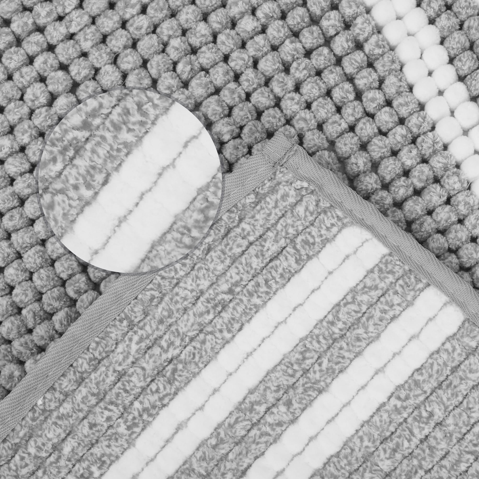 Unique Bargains Striped Bathroom Rugs Soft Fluffy Chenille Bath Rugs Grey 20" x 32"